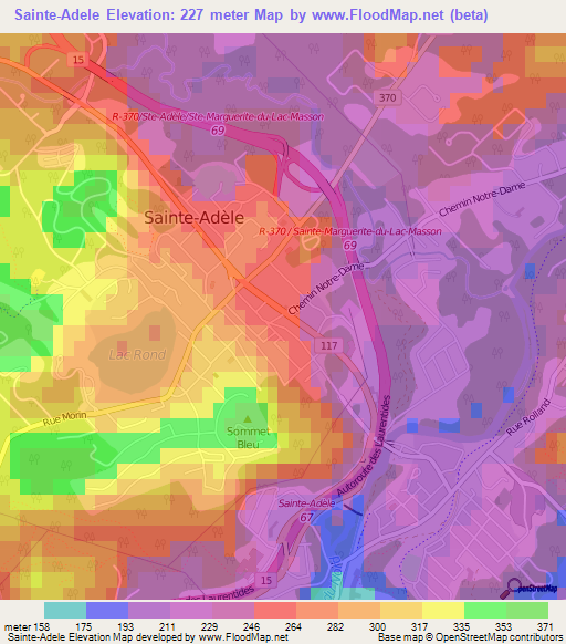 Sainte-Adele,Canada Elevation Map