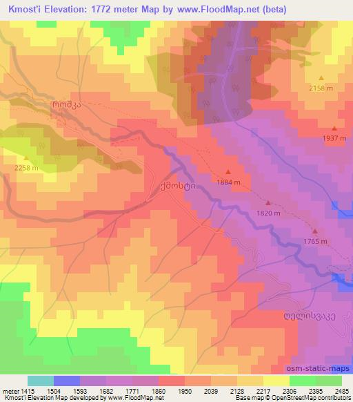 Kmost'i,Georgia Elevation Map
