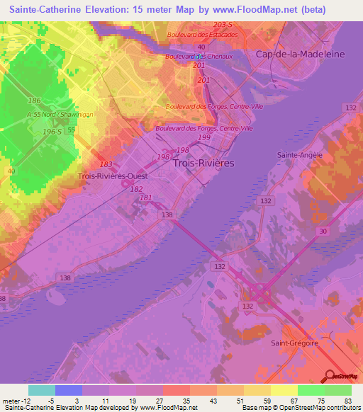 Sainte-Catherine,Canada Elevation Map