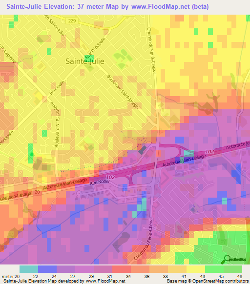 Sainte-Julie,Canada Elevation Map