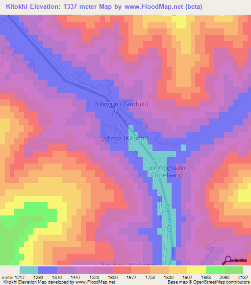 Kitokhi,Georgia Elevation Map