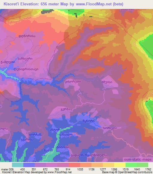 Kisoret'i,Georgia Elevation Map