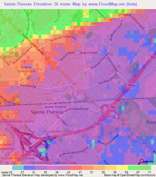 Sainte-Therese,Canada Elevation Map