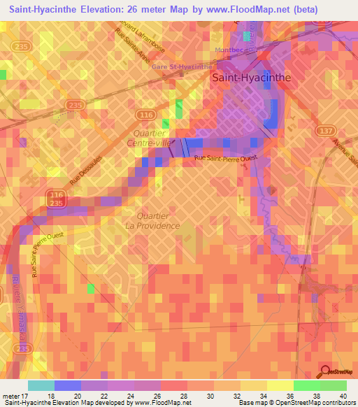 Saint-Hyacinthe,Canada Elevation Map