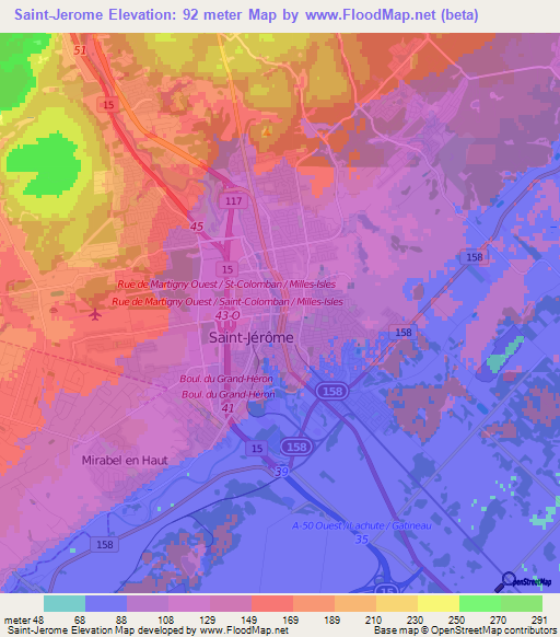 Saint-Jerome,Canada Elevation Map