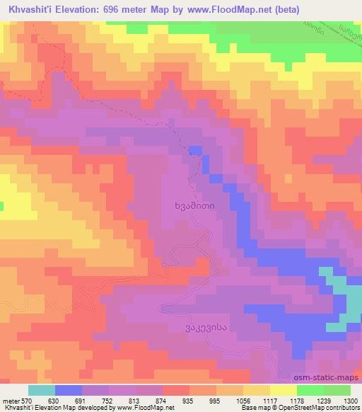 Khvashit'i,Georgia Elevation Map