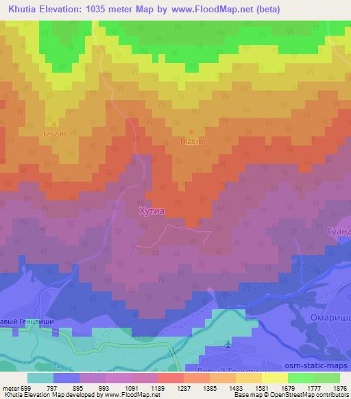 Khutia,Georgia Elevation Map