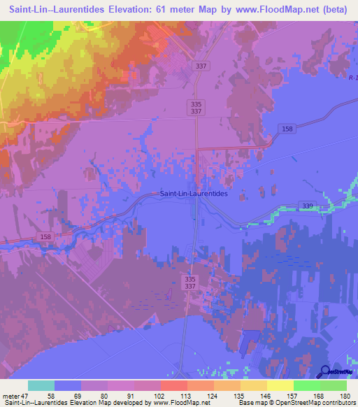 Elevation of SaintLinLaurentides,Canada Elevation Map, Topography, Contour