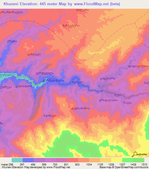 Khunevi,Georgia Elevation Map
