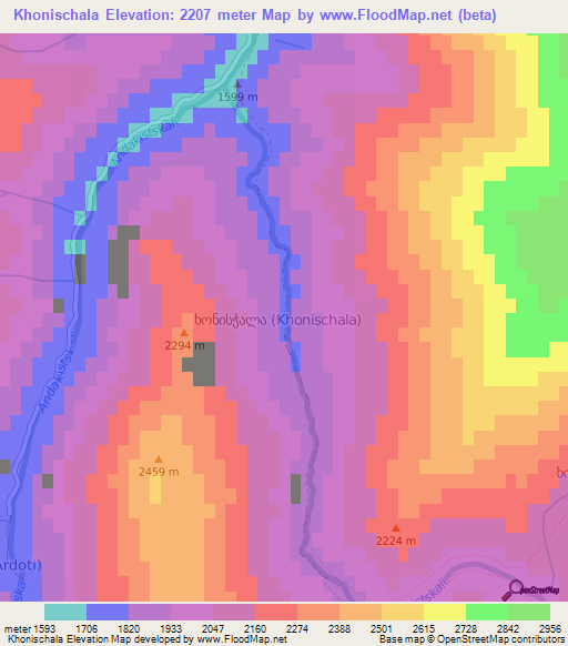 Khonischala,Georgia Elevation Map