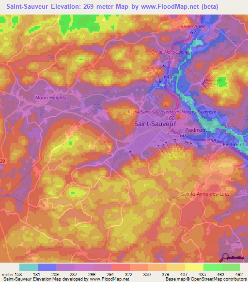 Saint-Sauveur,Canada Elevation Map