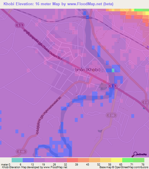 Khobi,Georgia Elevation Map