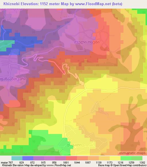 Khiznebi,Georgia Elevation Map
