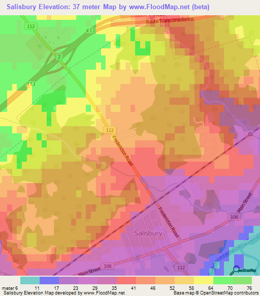Salisbury,Canada Elevation Map