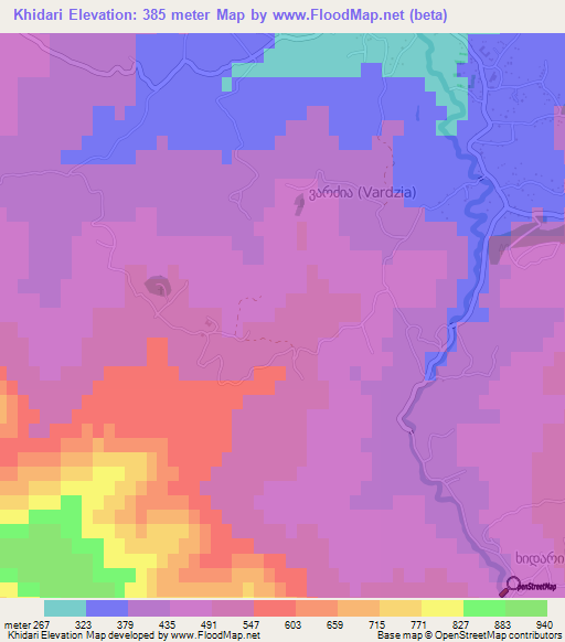 Khidari,Georgia Elevation Map