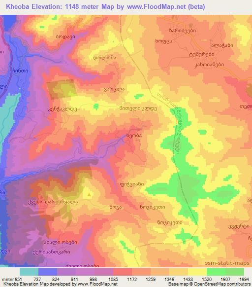 Kheoba,Georgia Elevation Map
