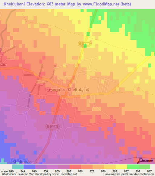 Khelt'ubani,Georgia Elevation Map