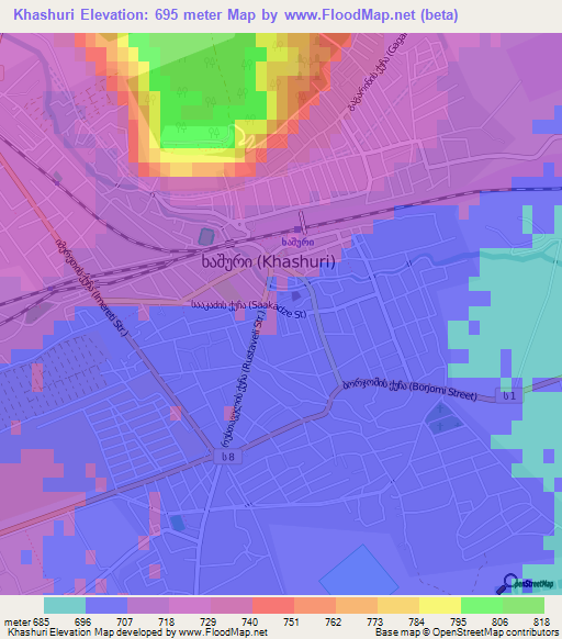 Khashuri,Georgia Elevation Map