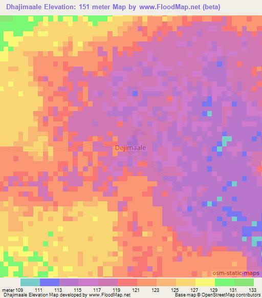Dhajimaale,Somalia Elevation Map