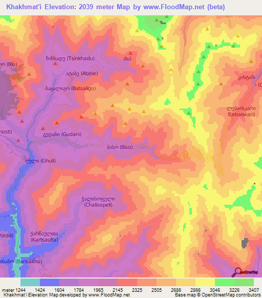 Khakhmat'i,Georgia Elevation Map
