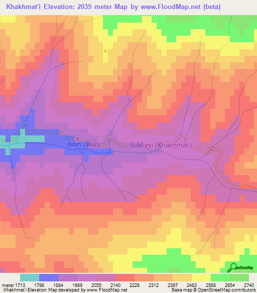 Khakhmat'i,Georgia Elevation Map