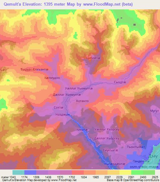 Qemult'a,Georgia Elevation Map