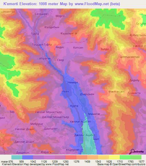 K'emerti,Georgia Elevation Map