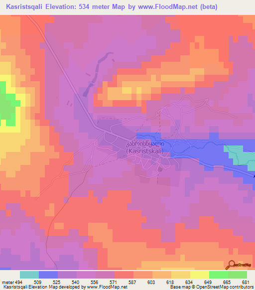 Kasristsqali,Georgia Elevation Map