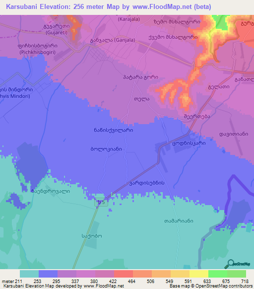 Karsubani,Georgia Elevation Map