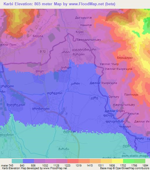 Karbi,Georgia Elevation Map
