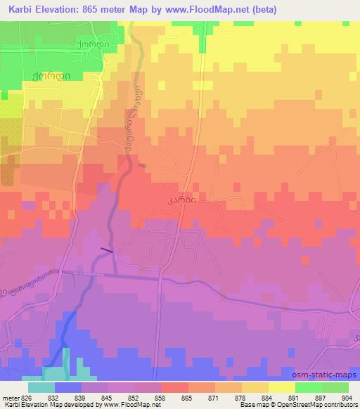 Karbi,Georgia Elevation Map