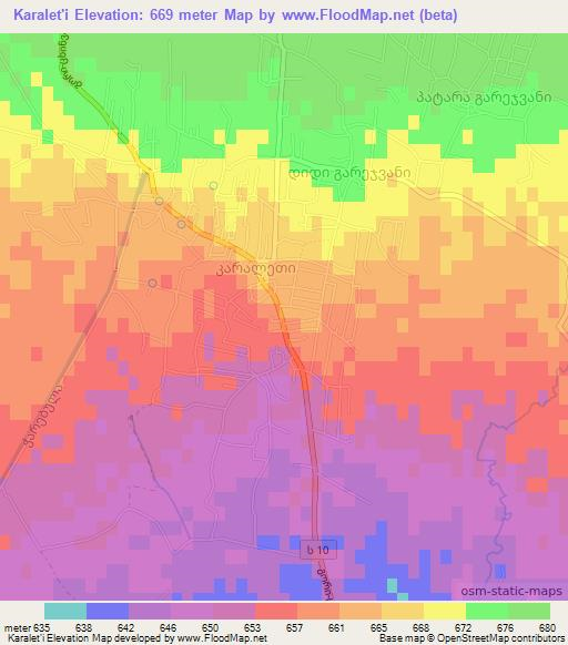 Karalet'i,Georgia Elevation Map