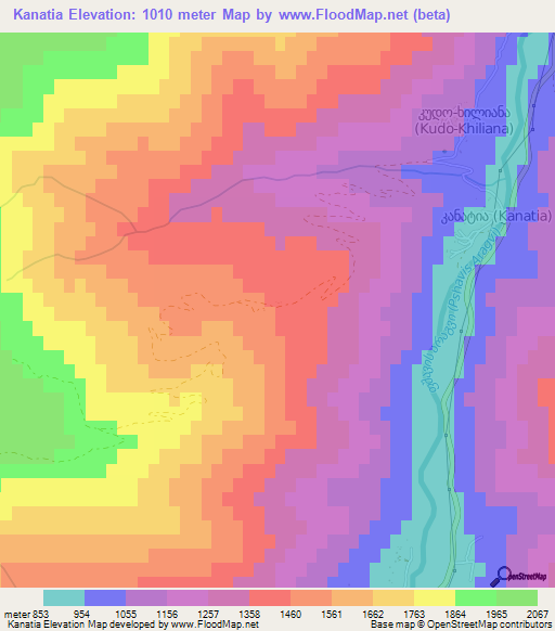 Kanatia,Georgia Elevation Map