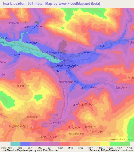 Itsa,Georgia Elevation Map