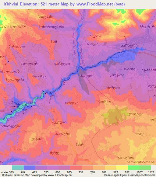 It'khvisi,Georgia Elevation Map