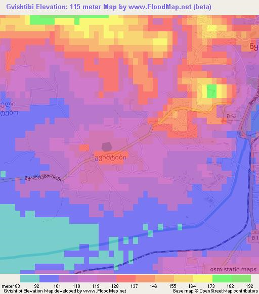 Gvishtibi,Georgia Elevation Map