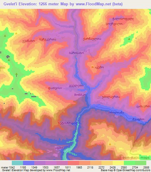 Gvelet'i,Georgia Elevation Map