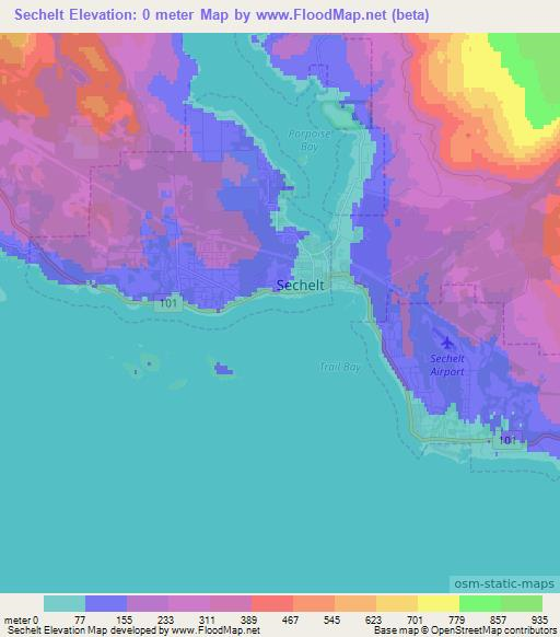 Sechelt,Canada Elevation Map