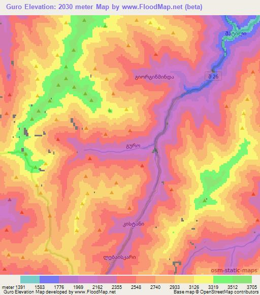 Guro,Georgia Elevation Map