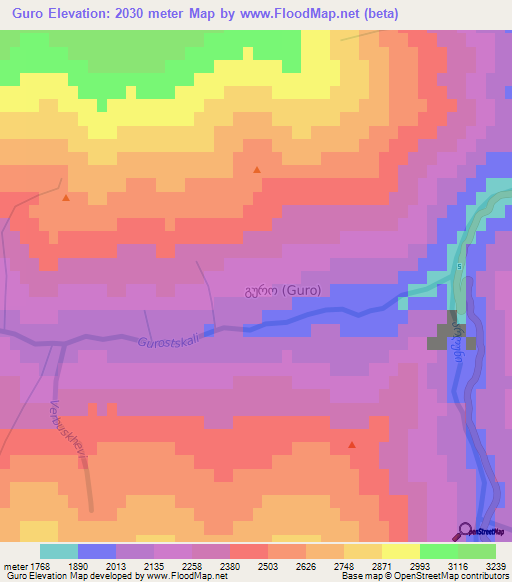 Guro,Georgia Elevation Map