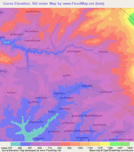 Gurna,Georgia Elevation Map