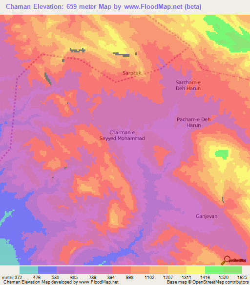 Chaman,Iran Elevation Map