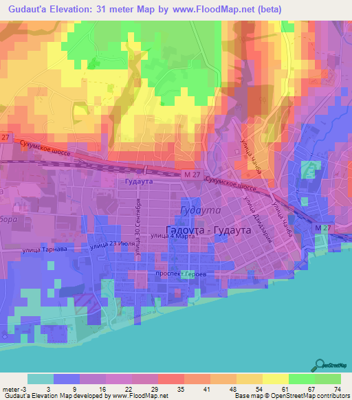 Gudaut'a,Georgia Elevation Map