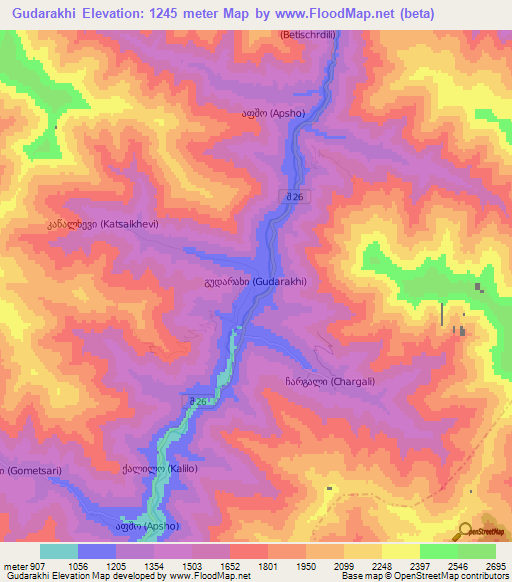 Gudarakhi,Georgia Elevation Map