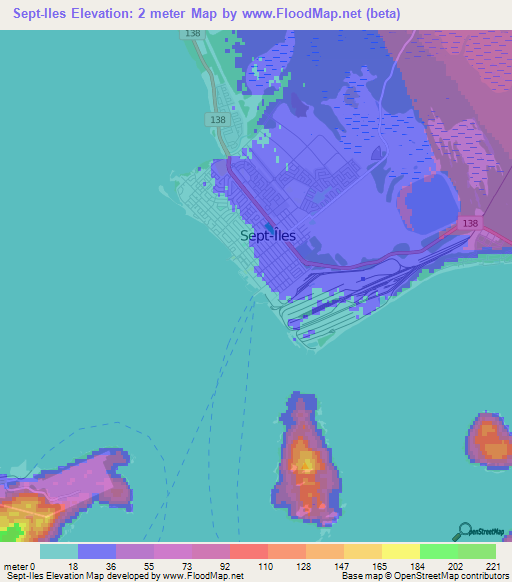 Sept-Iles,Canada Elevation Map