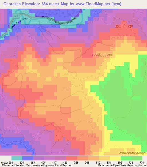 Ghoresha,Georgia Elevation Map