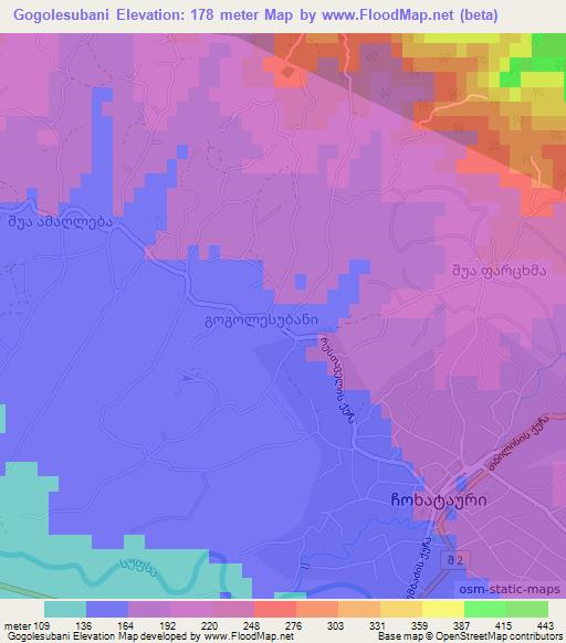 Gogolesubani,Georgia Elevation Map