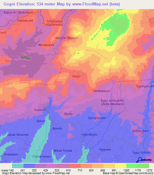Gogni,Georgia Elevation Map