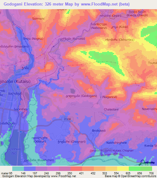 Godogani,Georgia Elevation Map