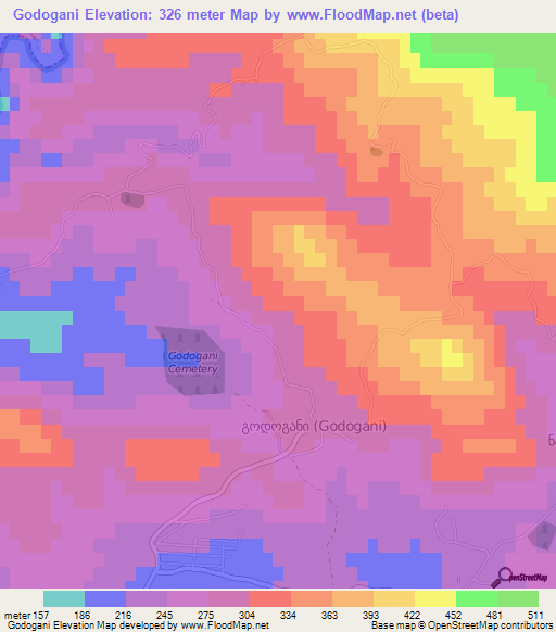 Godogani,Georgia Elevation Map